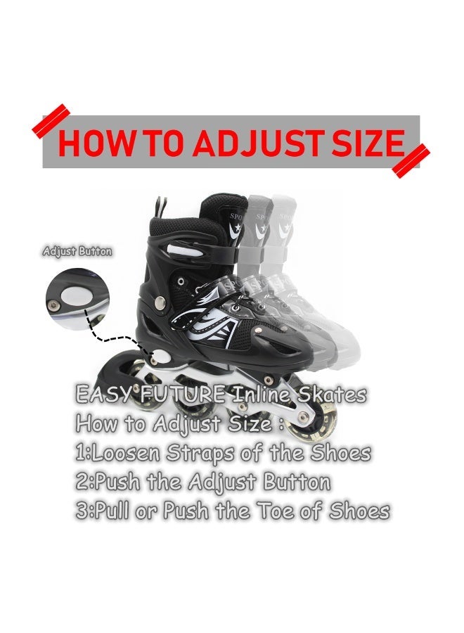 EASY FUTURE Skate Shoes Adjustable Inline Skates for Kids Flashing LED Wheels Roller Skates for Boys Girls Including Protective Gear 4 Colors 3 Sizes to Choose NO.1301P - Image 3